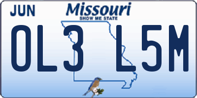 MO license plate OL3L5M