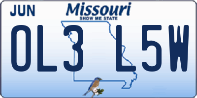 MO license plate OL3L5W