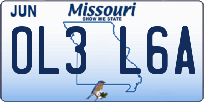 MO license plate OL3L6A