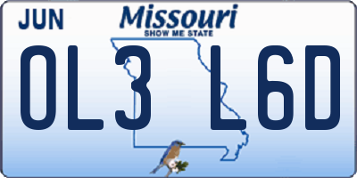 MO license plate OL3L6D
