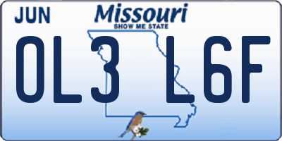 MO license plate OL3L6F