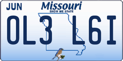 MO license plate OL3L6I