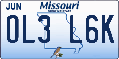 MO license plate OL3L6K