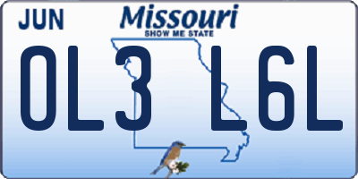 MO license plate OL3L6L