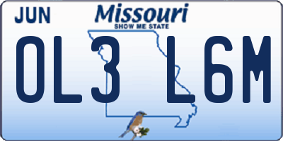 MO license plate OL3L6M