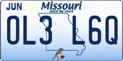 MO license plate OL3L6Q