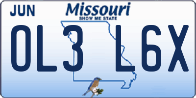 MO license plate OL3L6X