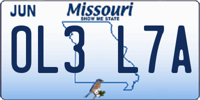 MO license plate OL3L7A