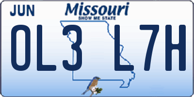 MO license plate OL3L7H