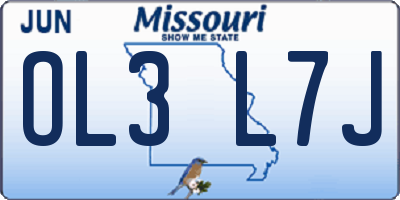 MO license plate OL3L7J