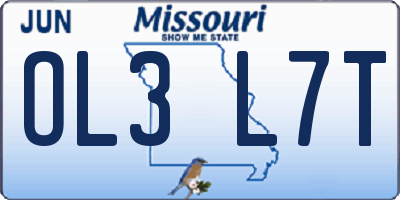 MO license plate OL3L7T