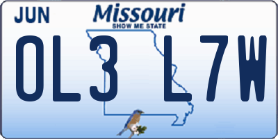 MO license plate OL3L7W