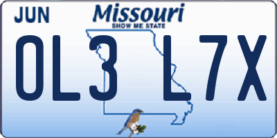 MO license plate OL3L7X