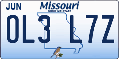 MO license plate OL3L7Z
