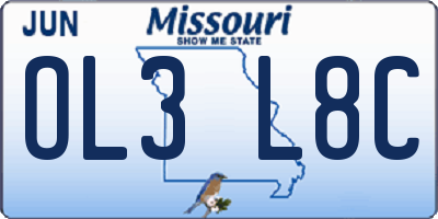 MO license plate OL3L8C