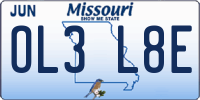 MO license plate OL3L8E