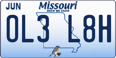 MO license plate OL3L8H