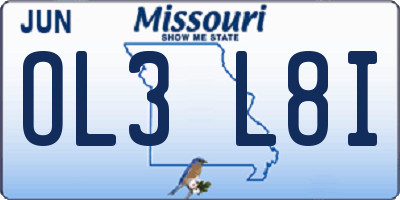 MO license plate OL3L8I