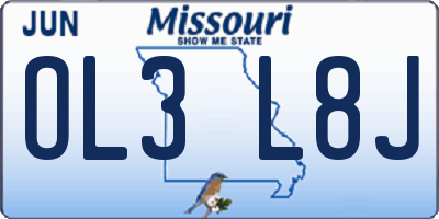 MO license plate OL3L8J
