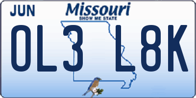 MO license plate OL3L8K