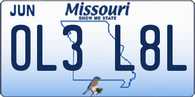 MO license plate OL3L8L