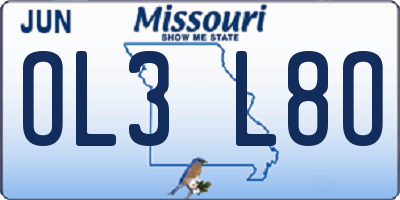 MO license plate OL3L8O