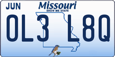 MO license plate OL3L8Q