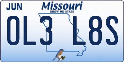 MO license plate OL3L8S