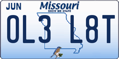 MO license plate OL3L8T