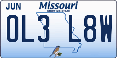 MO license plate OL3L8W