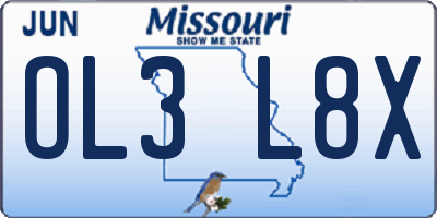 MO license plate OL3L8X