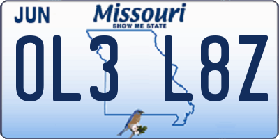 MO license plate OL3L8Z