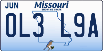 MO license plate OL3L9A
