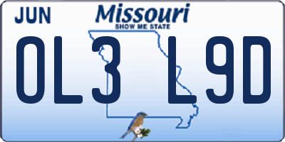 MO license plate OL3L9D
