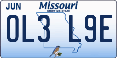 MO license plate OL3L9E