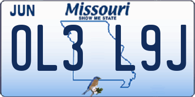 MO license plate OL3L9J