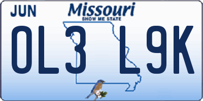 MO license plate OL3L9K