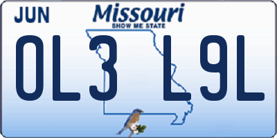 MO license plate OL3L9L
