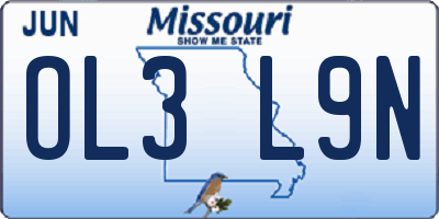 MO license plate OL3L9N