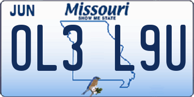MO license plate OL3L9U