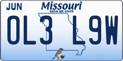 MO license plate OL3L9W