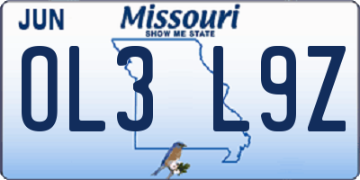 MO license plate OL3L9Z