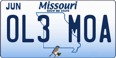 MO license plate OL3M0A