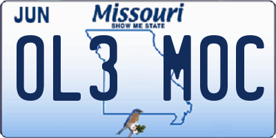 MO license plate OL3M0C