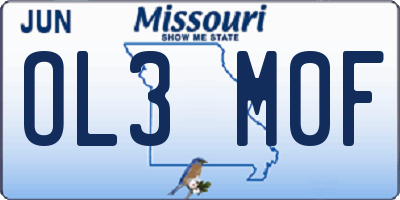 MO license plate OL3M0F