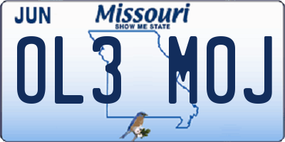 MO license plate OL3M0J
