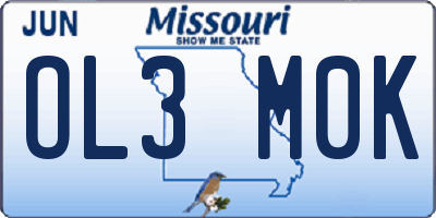 MO license plate OL3M0K