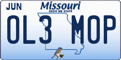 MO license plate OL3M0P