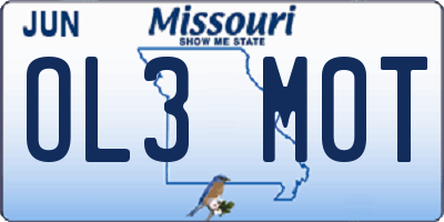 MO license plate OL3M0T