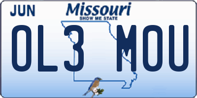 MO license plate OL3M0U